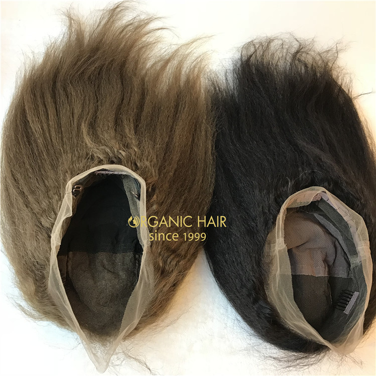 Full lace wigs human hair on sale kinky straight #4 & natural color X104